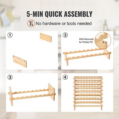 VEVOR 72 Bottle Stackable Modular Wine Rack, 8-Tier Solid Wood Storage Racks