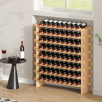 VEVOR 72 Bottle Stackable Modular Wine Rack, 8-Tier Solid Wood Storage Racks