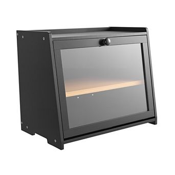 VEVOR Double Layer Bread Box, Large Capacity Bread Storage Container, Black