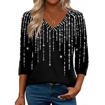 Zeagoo 3/4 Length Sleeve Womens Work Tops V Neck Tee Fashion Winter Outfits