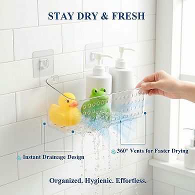 Bath Toy Storage 2 Packs Large Quick Dry No Drill Organizer