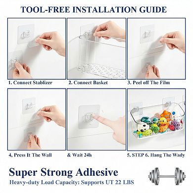 Bath Toy Storage 2 Packs Large Quick Dry No Drill Organizer