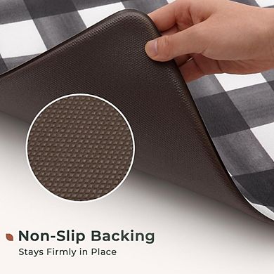 Great Ambitions Modern Farmhouse Plaid 2-Pc Kitchen Mat Set, Anti-Fatigue, Waterproof, Non-Skid