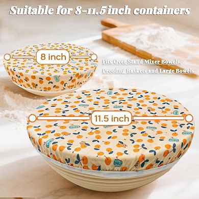 Great Ambitions Reusable Beeswax Bowl Covers (2 Pack), 12 Inch Elastic Bread Proofing Covers