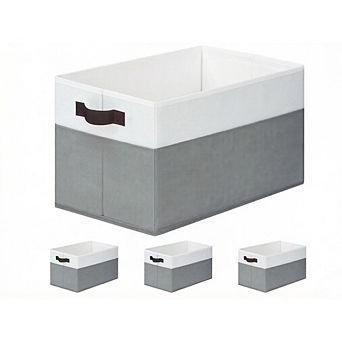 Great Ambitions 4 Pack Fabric Storage Baskets with Handles, 14x10" Collapsible Closet Organizer