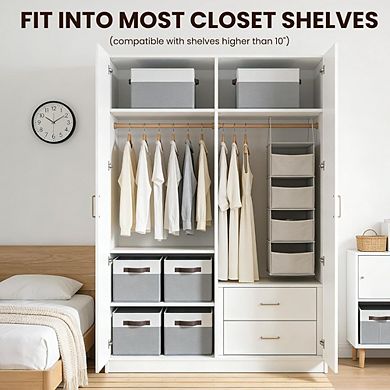 Great Ambitions 4 Pack Fabric Storage Baskets with Handles, 14x10" Collapsible Closet Organizer