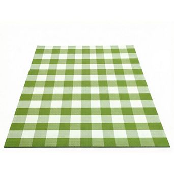 Plaid Outdoor Rug ,Checkered Front Porch Rug Cotton Woven Washable Door Mat Outdoor