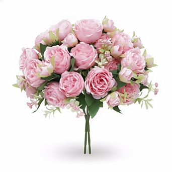 Artificial Peonies Bouquet 2-Pack, Light Pink Faux Silk Flowers for Home Wedding Decor
