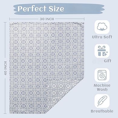 3 Layer Blanket, Muslin Cotton Jacquard Bed Blankets, Lightweight Thermal Blanket, Super Soft