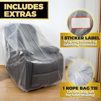Great Ambitions Extra Large Clear Plastic Chair Covers, 64"x42"x34", Waterproof, Dustproof 1pc