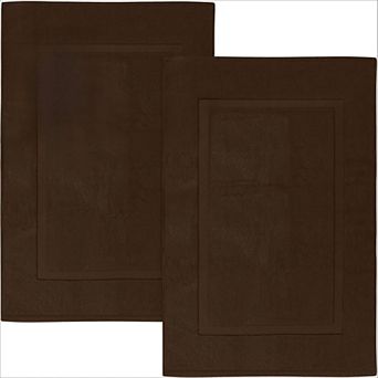 Cotton Banded Rug, Bath Mats Ring Spun Cotton absorbs moisture quickly, 2 Pack