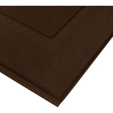 Cotton Banded Rug, Bath Mats Ring Spun Cotton absorbs moisture quickly, 2 Pack