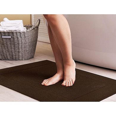 Cotton Banded Rug, Bath Mats Ring Spun Cotton absorbs moisture quickly, 2 Pack