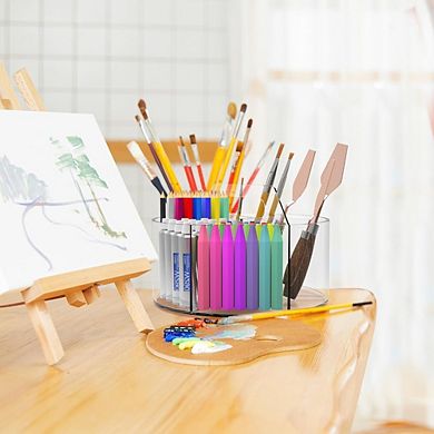 Great Ambitions 360° Rotating Acrylic Pen Holder, Organizer for Markers, Pencils, Crayons