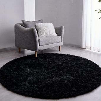 Round Rug 4/5/6/7 ft Ultra-soft Plush Shag Circle Area Carpet Kids Bedroom Living Room Non-slip