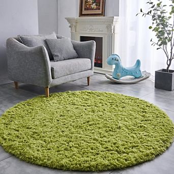 Round Rug 4/5/6/7 ft Ultra-soft Plush Shag Circle Area Carpet Kids Bedroom Living Room Non-slip