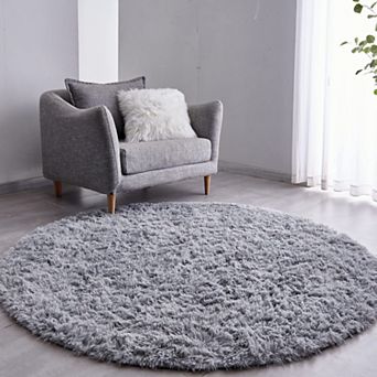 Round Rug 4/5/6/7 ft Ultra-soft Plush Shag Circle Area Carpet Kids Bedroom Living Room Non-slip