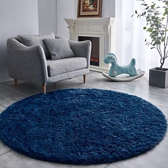 Round Rug 4/5/6/7 ft Ultra-soft Plush Shag Circle Area Carpet Kids Bedroom Living Room Non-slip