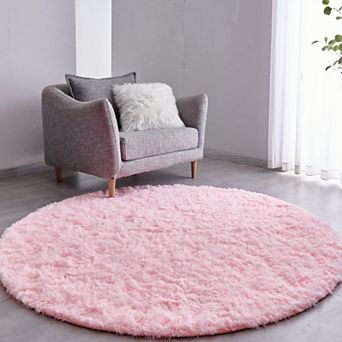 Round Rug 4/5/6/7 ft Ultra-soft Plush Shag Circle Area Carpet Kids Bedroom Living Room Non-slip