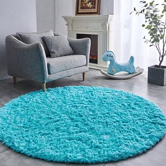 Round Rug 4/5/6/7 ft Ultra-soft Plush Shag Circle Area Carpet Kids Bedroom Living Room Non-slip