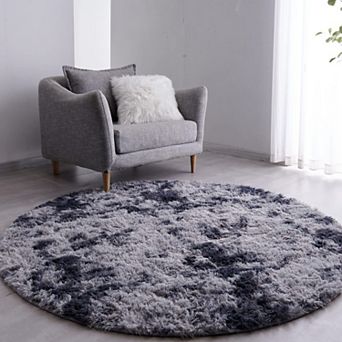 Round Rug 4/5/6/7 ft Ultra-soft Plush Shag Circle Area Carpet Kids Bedroom Living Room Non-slip