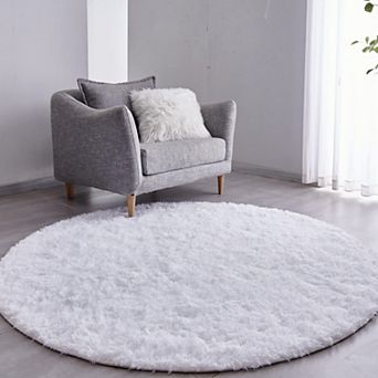 Round Rug 4/5/6/7 ft Ultra-soft Plush Shag Circle Area Carpet Kids Bedroom Living Room Non-slip