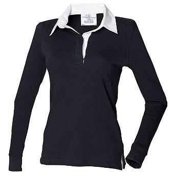 Front Row Womens/Ladies Long Sleeve Plain Sports Rugby Polo Shirt