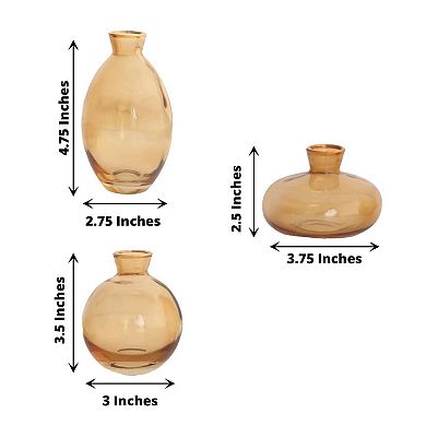 Pack of 3 Gold Rim Glass Flower Vases Small Centerpieces Wedding Table Decor