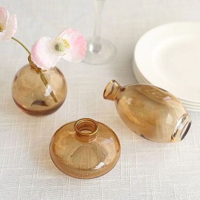 Pack of 3 Gold Rim Glass Flower Vases Small Centerpieces Wedding Table Decor
