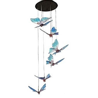 Solar LED Butterfly Wind Chimes Color Changing Outdoor Hanging Garden Lights