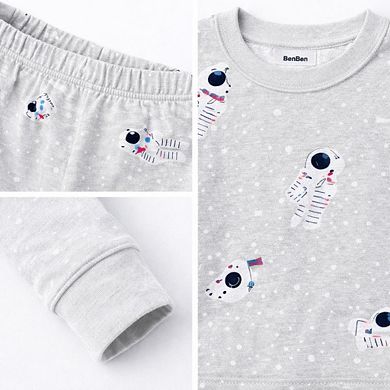 Kids Boys Dark Dinosaurs Astronauts 2-Pack Pajamas Snug Fit PJs Long Sleeve