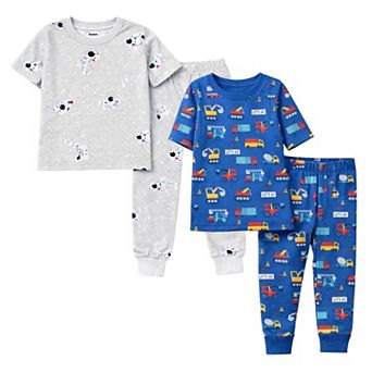 Kids Boys Cars Astonauts 2-Pack Pajamas Snug Fit PJs Short Sleeve