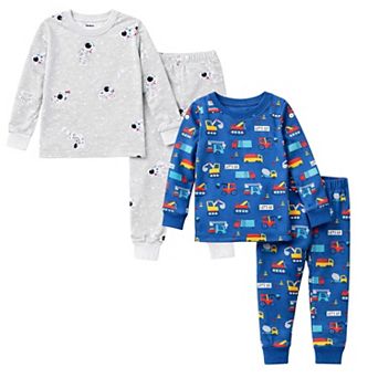 Kids Boys Cars Astronauts 2-Pack Pajamas Snug Fit PJs Long Sleeve