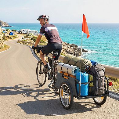Soozier Bike Cargo Trailer with Quick Release 16" Wheels,