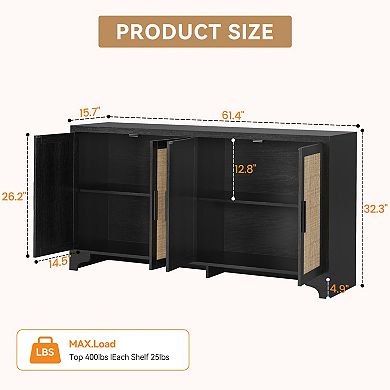 4-Door Sideboard Buffet Cabinet