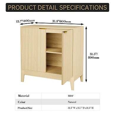 32 Inch Fluted Sideboard Buffet Cabinet