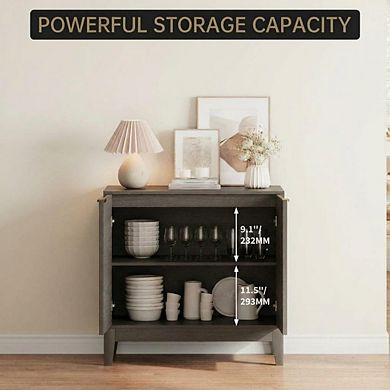 32 Inch Fluted Sideboard Buffet Cabinet