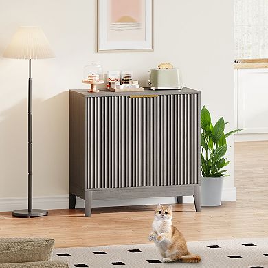 32 Inch Fluted Sideboard Buffet Cabinet