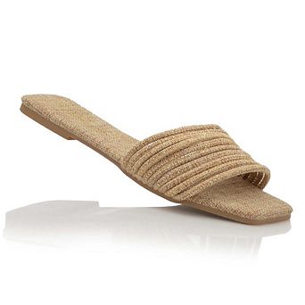 Multi Strap Slide Sandals for Women Flat Open Toe Design