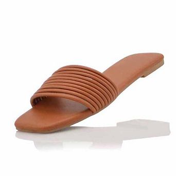 Multi Strap Slide Sandals for Women Flat Open Toe Design