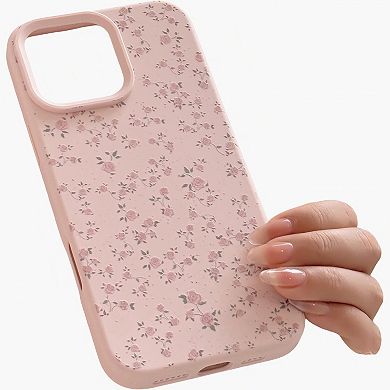 Pink Floral Phone Case Slim Protective Vintage Flower Cover