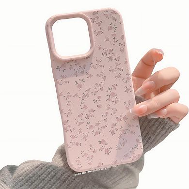 Pink Floral Phone Case Slim Protective Vintage Flower Cover