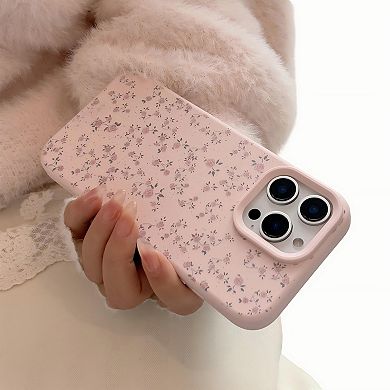 Pink Floral Phone Case Slim Protective Vintage Flower Cover