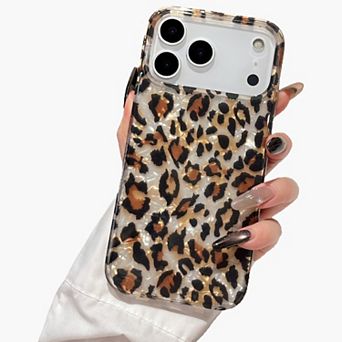 Leopard Print Phone Case Glossy Shell Pattern Protective Cover Shock Resistant Slim Design