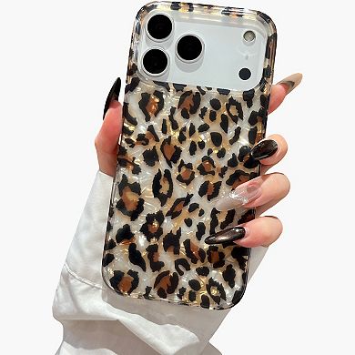 Leopard Print Phone Case Glossy Shell Pattern Protective Cover Shock Resistant Slim Design