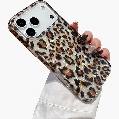 Leopard Print Phone Case Glossy Shell Pattern Protective Cover Shock Resistant Slim Design