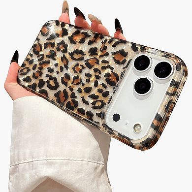 Leopard Print Phone Case Glossy Shell Pattern Protective Cover Shock Resistant Slim Design