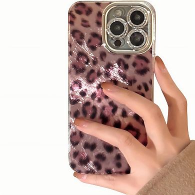 Leopard Pattern Phone Case Glossy Textured Protective Cover