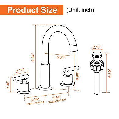 8 in. Widespread Double-Handle Bathroom Faucet with Drain Kit and Built-In Aerator