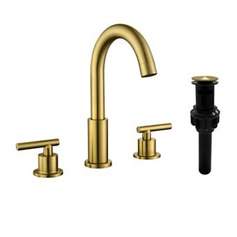 8 in Widespread Double-Handle Bathroom Faucet with Drain Kit and Built-In Aerator